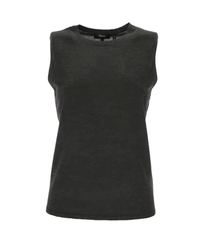 Theory Round-neck Knitted Vest In Black