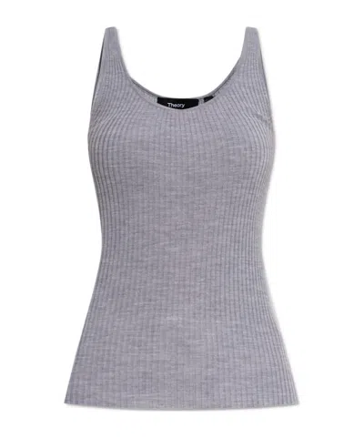 Theory Round-neck Vest In Gray