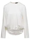 THEORY WHITE BLOUSE WITH ASYMMETRIC HEM IN SILK WOMAN