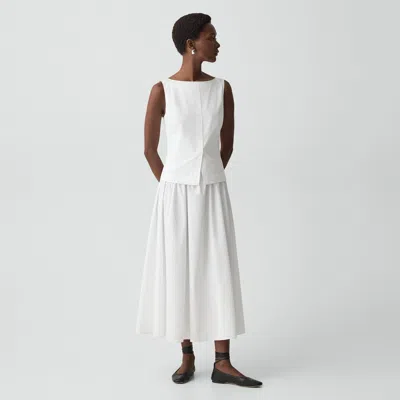 Theory Ruched Ballet Flat In Smooth Leather In White