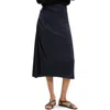 Theory Ruched Midi Skirt In Crushed Satin In Black