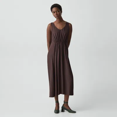 Theory Ruched Pump In Smooth Leather In Brown