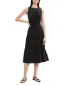 Theory Asymmetric Ruched Sleeveless Midi Dress