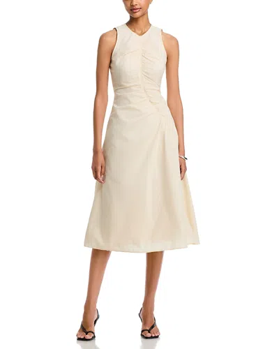 Theory Ruched Sleeveless Dress In Neutral