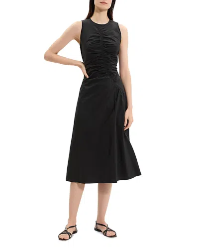 Theory Ruched Sleeveless Dress In Black