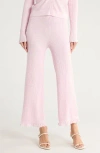 Theory Ruffle Hem Textured Knit Wide Leg Pants In Pink