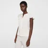 Theory Ruffle Sleeve Top In Silk Georgette In Ivory