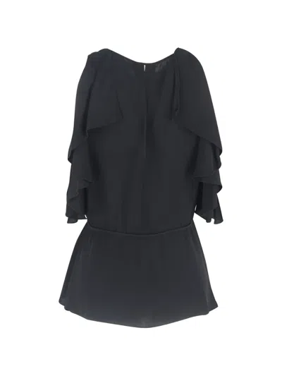 Pre-owned Theory Ruffled Blouse In Black