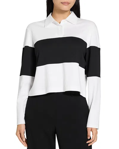 Theory Rugby Stripe Top In White/black