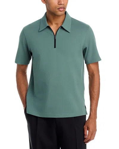 Theory Ryder Quarter Zip Polo In Green