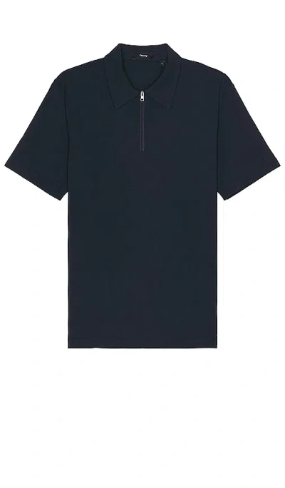 Theory Ryder Quarter Zip Polo In Baltic