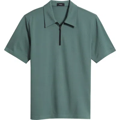 Theory Ryder Quarter Zip Polo In Green