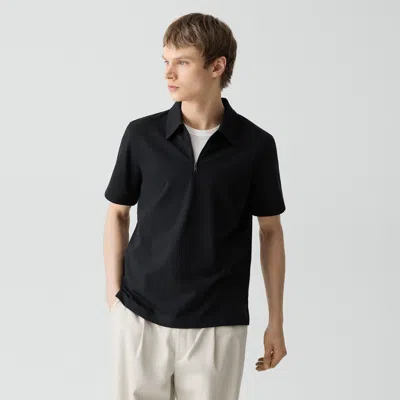 Theory Ryder Quarter-zip Polo In Relay Jersey In Black