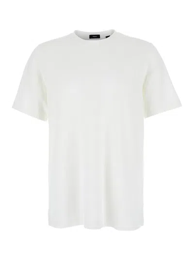 Theory Essential Slub-texture T-shirt In White