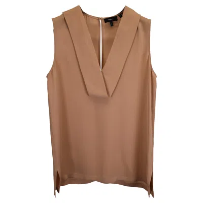 Pre-owned Theory Salvatill Sleeveless Tank Top In Beige Silk In Brown