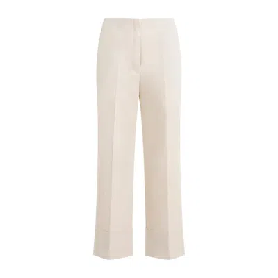 Theory Cropped Cotton Blend Pants For Women In Neutral