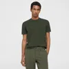 Theory Sarior Short-sleeve Sweater In Fine Bilen In Dark Olive/black