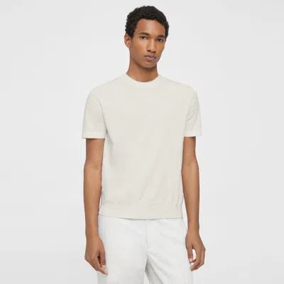 Theory Sarior Short-sleeve Sweater In Fine Bilen In White/vapor