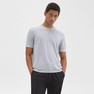 Theory Sarior Tee In Cotton-linen In Gray