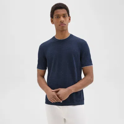 Theory Sarior Tee In Cotton-linen In New Baltic