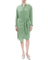 Theory Sarong Wrap-skirt Knee-length Shirtdress In Green