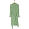 Theory Sarong Wrap-skirt Knee-length Shirtdress In Leaf