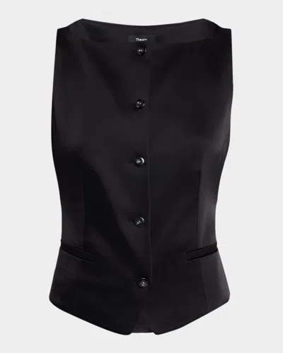 Theory Satin Boat-neck Vest In Blue