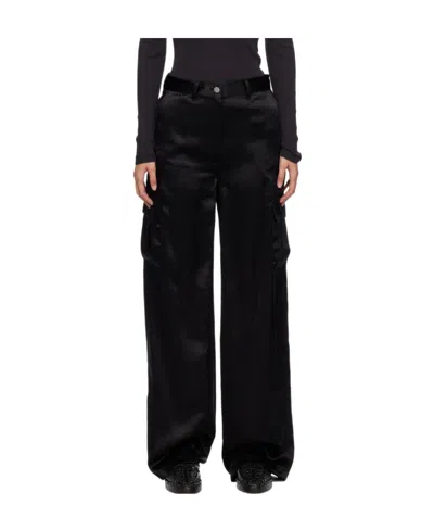 Theory Satin-finish Wide-leg Trousers In Black