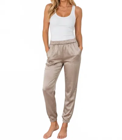 Theory Satin Joggers In Beige In Brown