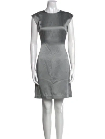Pre-owned Theory Satin Mini Dress In Green