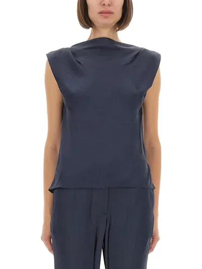 Theory Satin Mini Top In Blue
