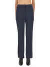 Theory Tailored High Waist Wide Leg Trousers In Blue