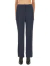 Theory Tailored High Waist Wide Leg Trousers In Blue