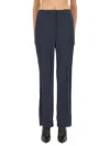 Theory Tailored High Waist Wide Leg Trousers In Blue