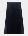Theory Womens Black Sunburst Pleated Lace Midi Skirt