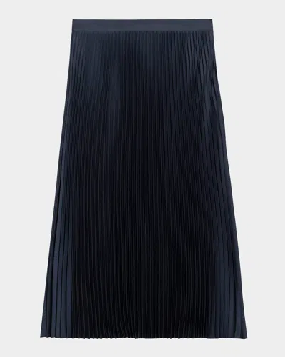 Theory Womens Black Sunburst Pleated Lace Midi Skirt In Nctrn Way