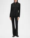 Theory Satin Slim Button-front Blouse In Black