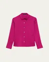 Theory Satin Slim Button-front Blouse In Wildflower