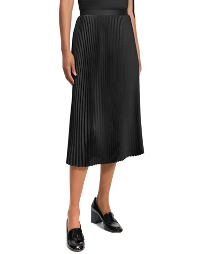 Theory Satin Slim Pleat Skirt In Black