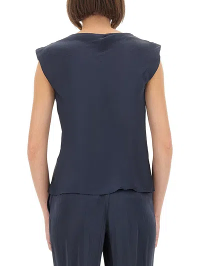 Theory Satin Tops In Blue