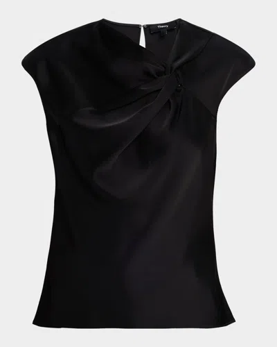 Theory Satin Twist Top In Black