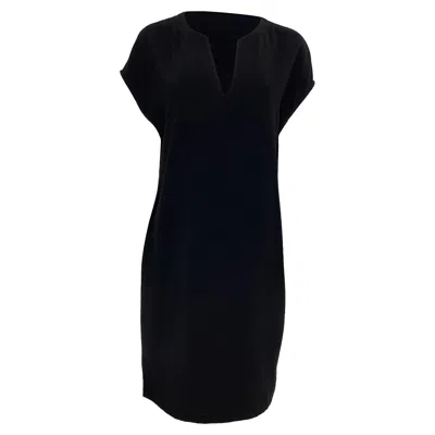 Theory Saturnina Split-neck Shift Dress In Black Polyester