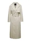 THEORY BEIGE DOUBLE- BREASTED TRENCH COAT IN COTTON STRETCH WOMAN