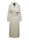 THEORY BEIGE DOUBLE- BREASTED TRENCH COAT IN COTTON STRETCH WOMAN