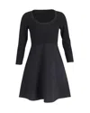 Theory Scoop Neck Compact Knit Mini Dress In Black Viscose In Black