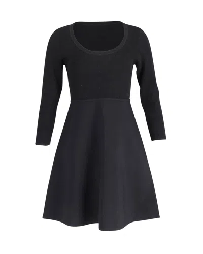 Theory Scoop Neck Compact Knit Mini Dress In Black Viscose