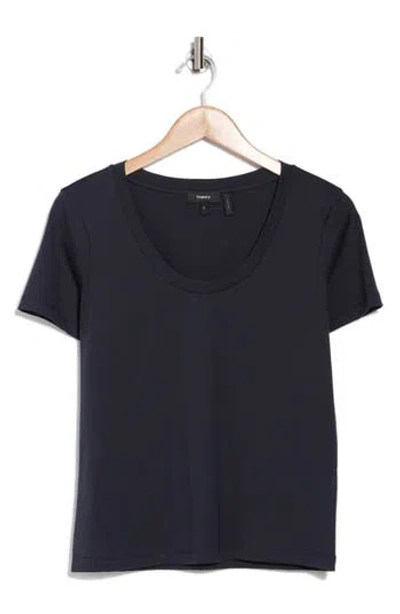 Theory Scoop Neck Cotton T-shirt In Blue