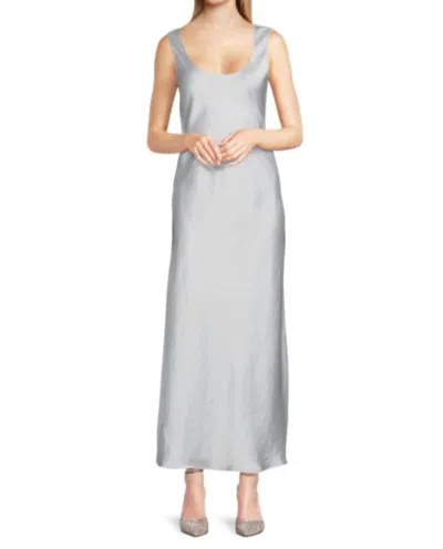 Theory Scoop Neck Cowl Back Maxi Dress In Hydrangea In Blue