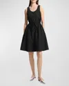 Theory Sleeveless Drawstring Dress In Cotton-blend In Blk