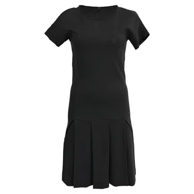 Theory Scoop Neck Drop-waist Mini Dress In Black Viscose